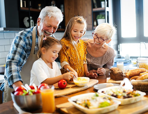Grandparents Cooking with Granddaughters